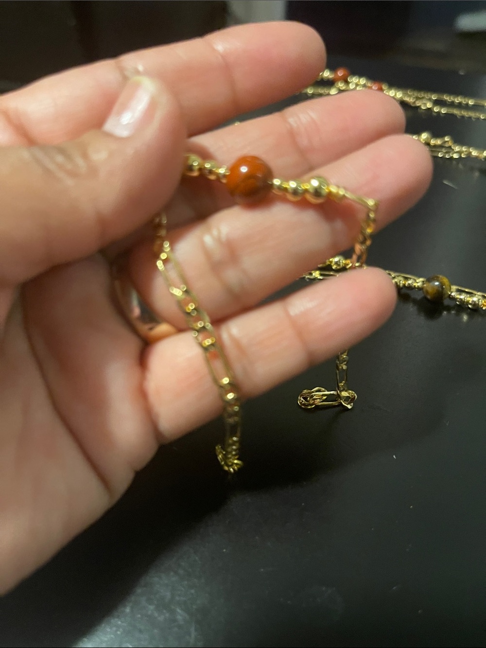 Gold Plated bracelet with Warm Brown Beads
